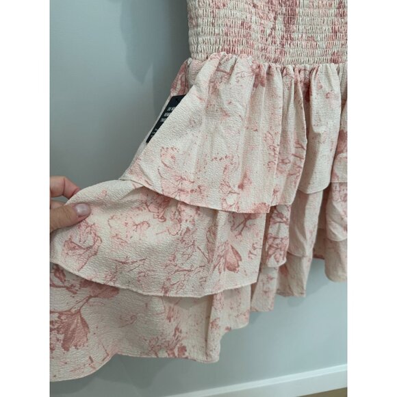 Brand new Women's Express Watercolor Print Smocked Tiered Ruffle Dress, size sma - Picture 13 of 13